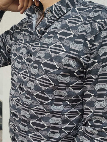 Button Down Geometrical Print Shirt