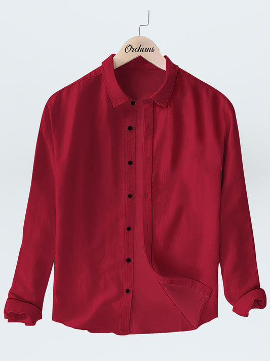Button Down Palin Carmine Color Shirt