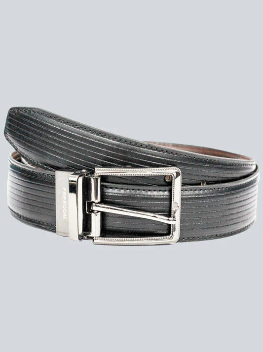 Black Lining leather Belt With Silver Buckle