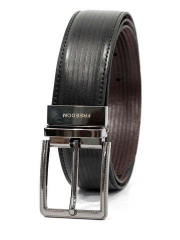 Black Lining leather Belt With Silver Buckle