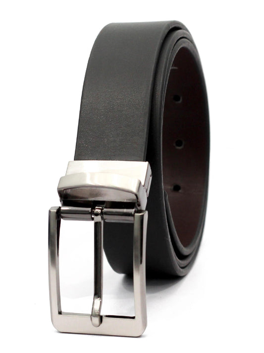 Black Leather Belt With Silver Buckle