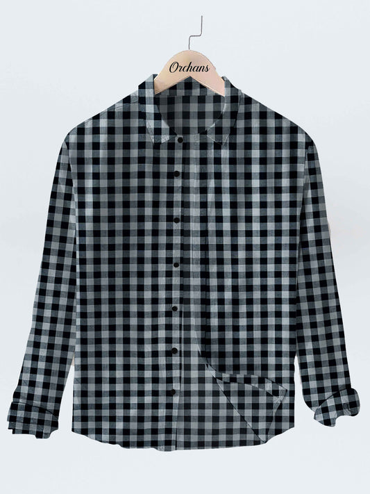 Button Down Dobby Checkered Shirt