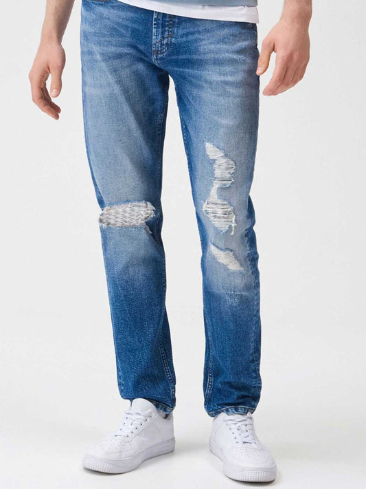 Slim Fit Cropped Ripped Jeans