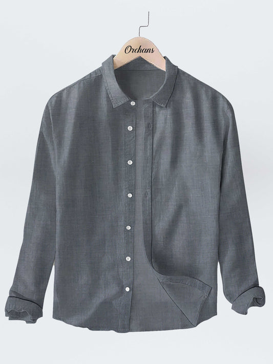 Regular Wear Smoke Gray Plain Shirt