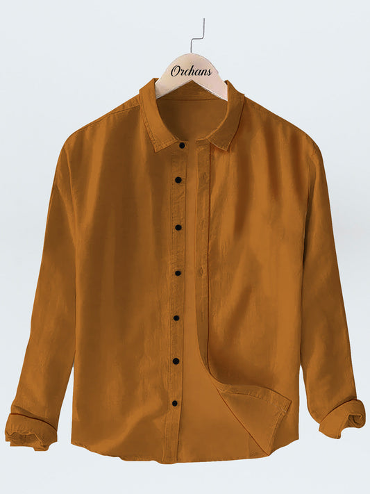 Button Down Plain Copper Color Shirt