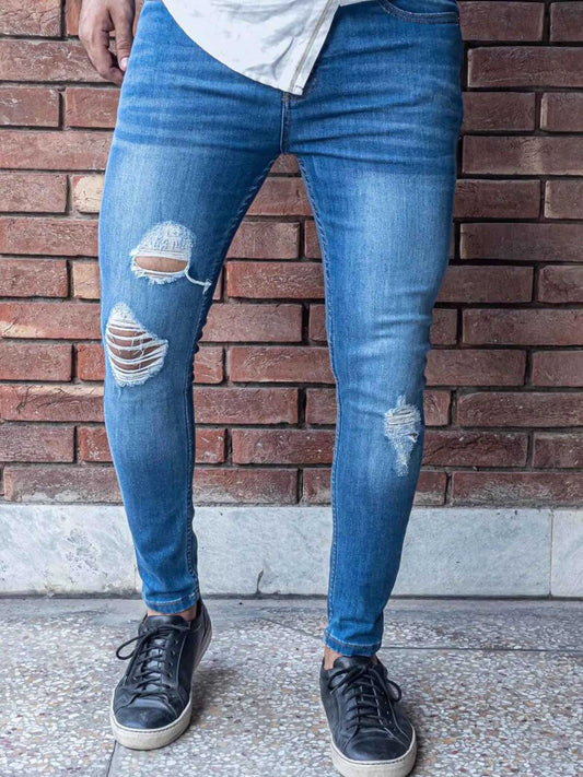 Carrot Fit Ripped Denim Jeans